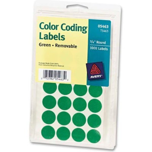 Avery Avery® Print or Write Removable Color-Coding Labels, 3/4" Dia, Green, 1008/Pack 5463